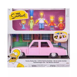 Jakks The Simpsons Family Sedan Car and 2.5" Inch Figure Set Homer Bart Lisa